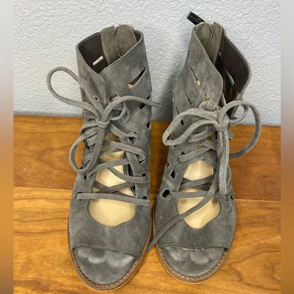 Vince Camuto Tressa Suede Peep-Toe Lace Up Heel - Picture 2 of 6